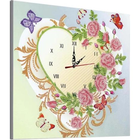 Kit para crear un reloj de diamantes 5D, con perforación parcial y mecanismo incluido (35x35cm/45x35cm, 13 diseños). (1/5)
