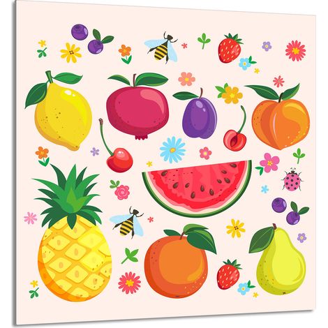 GLASPLATTE FÜR KÜCHE 60x65 Obst