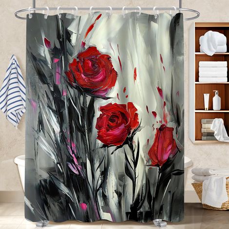 Rideau de douche tissu polyester 180x180 pratique voile de douche pour rafraîchir sa salle de bain (1/5)