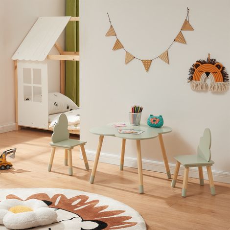 Kindersitzgruppe Epim mit Wolkendesign Mintgrün [en.casa]