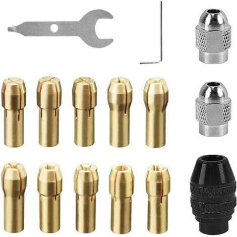 15 Pièces Mandrin , Cuivre Pur Accessoires, Plage de Serrage 0,5 MM-2,3 MM, Mandrin Perceuse pour Accessoires, Embout (cuivre) (1/4)