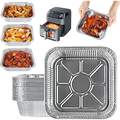 Papiers aluminium pour friteuse à air, 20 cm carrés, lot de 30, accessoires compatibles COSORI, Ninja, Tower – Cuisson, rôtissage (1/4)