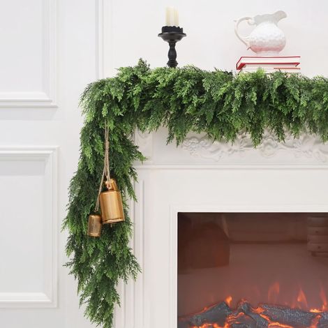 Guirlande De Noël - Cyprès Artificiel - 152 cm - Pour Intérieur Et Extérieur - Décoration De Cheminée D'escalier De Table De Mur - 1 Pièce (1/5)