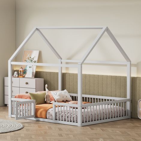 struttura letto 140x200 con barriera casetta bianco OKMYHOME (1/5)