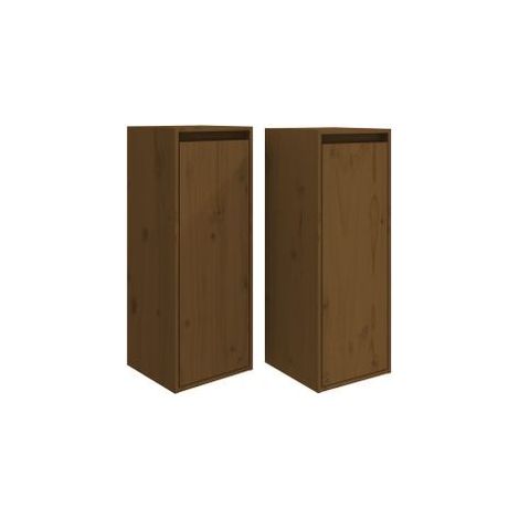 Armoires murales 2pcs Marron miel 30x30x80 Bois de pin massif (1/5)