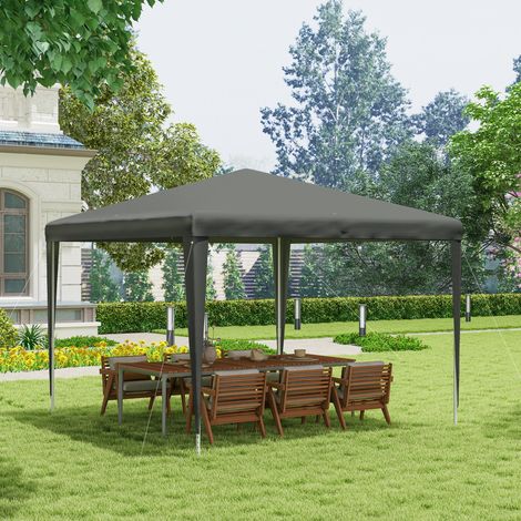 Tonnelle de jardin 3 x 3 m, barnum tente de réception Structure en acier, tissu PE pour fêtes et mariages, gris