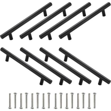 Cabinet Handles, Drawer Knobs, Cabinet Handles, Kitchen Door Handles, Stainless Steel Cabinet Handles for Kitchen, Bedroom, and Closets, Black (1/5)