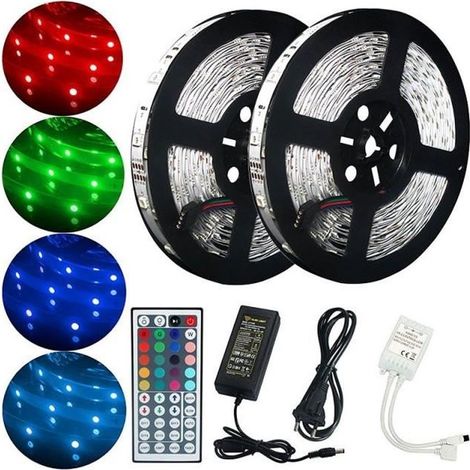 E-THINKER Ruban lumineuse 5050 RGB - 300 LED - Etanche avec télécommande - 10 m-Ywey (1/4)