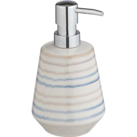 WENKO Distributeur savon liquide Navalon, Capacité 350 ml, Céramique peinte à la main, Ø 10x16 cm, Multicolore (1/5)