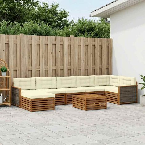 vidaXL Outdoor-Sofagarnitur mit Kissen 8 pcs Natur und Creme (1/5)