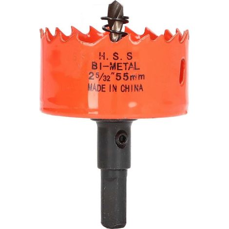 Scie cloche à denture affûtée, évacuation facile des copeaux, en acier rapide haute dureté (HSS), avec alésage pour le bois. (1/4)