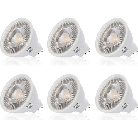 Lot de 6 ampoules de rechange halogènes LED MR16 5 W 35 W-50 W 12 V GU5.3 BiPin 5000 K lumière du jour (1/5)