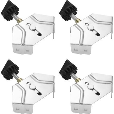 4 Pieces 90 Degree Corner Clamp, Adjustable and Easy to Use, Corner Clamps, Wide Range of Applications, Corner Clamp, for Carpentry, Engineering, Picture Frames (Silver) (1/4)