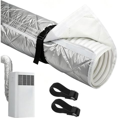 Copertura per tubo flessibile del condizionatore portatile - 150 cm, manicotto isolante universale per tubo di scarico (13-15 cm), manicotto isolante termico resistente ai raggi UV con 2 cinghie, arge (1/5)
