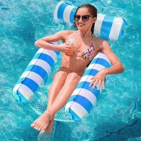 (Bleu)Fauteuil Gonflable de Piscine, Multi Matelas Piscine, 4 en 1 Matelas Piscine Gonflable Bouée, Matelas Gonflable Piscine Adulte, Matelas de Piscine pour Plage, Partie, Vacances, Piscine (1/5)