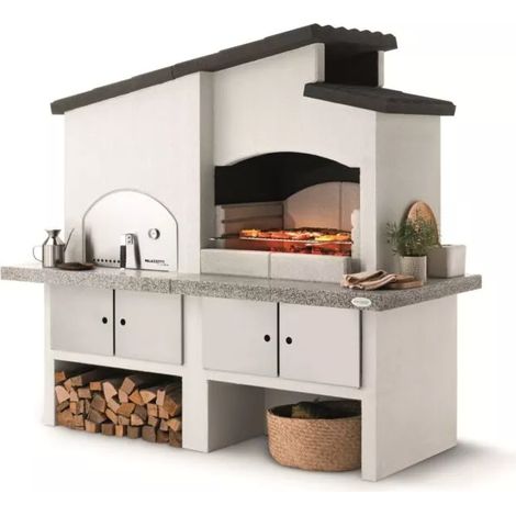 barbecue a carbonella in cemento palazzetti "new zealand 2" 204x95x187 cm