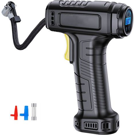 Tragbarer Luftkompressor 12 V, 150 PSI Autoreifenfüller, tragbare Mini-Elektro-Luftpumpe, mit LED-Licht und Düsen für Motorrad-Fahrradball  FLITI (1/4)