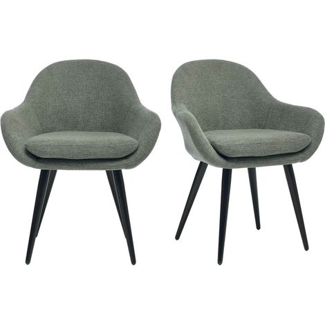 CANCUN-Fauteuil de table en tissu Sauge (x2) (1/5)