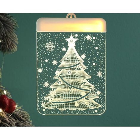Décoration de la lampe de Noël à l'extérieur Noël, pendaison de la lampe d'arbre de Noël 3D, décoration de la Chambre d'arbre de Noël à l'intérieur et à l'extérieur avec guirlande d'arbre de Noël
