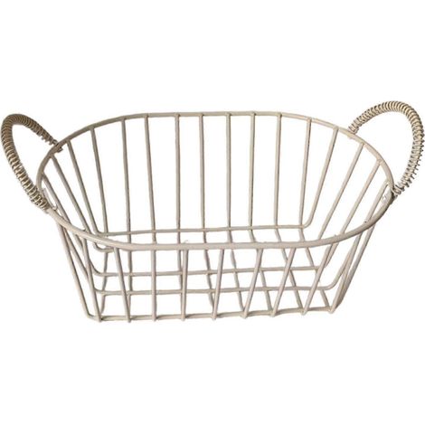 Panier de rangement alimentaire en fil métallique, panier à fruits, organisateur de comptoir, panier à chips et à en-cas pour placard, salle de bain et cuisine-Beige