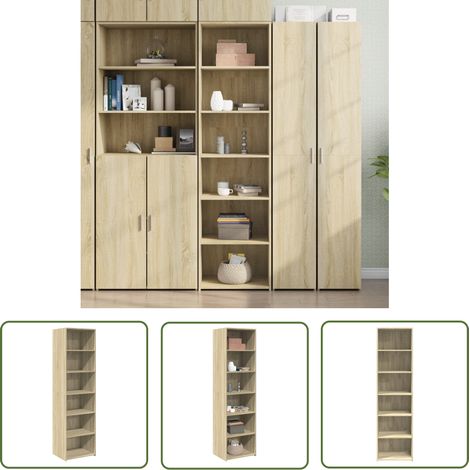 The Living Store Buffet haut chêne sonoma 50x41x185 cm bois d'ingénierie - Buffet Design - Buffet En Bois - Buffet Moderne - Buffet Rangement - Buffet Cuisine (1/5)