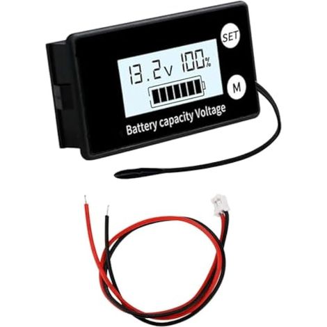 1 pièce Multifonctions DC8-100V LCD Compteur de Batterie Voltmètre, Moniteur Capacité de Batterie avec Alarme de Capteur de Température pour Voitures, Bateaux et Camping Cars(Blanc) (1/5)