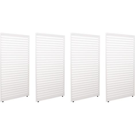 4er-Set Aluminium Paneele für Pergola HHG-510, Terrassenüberdachung, Lamellenpaneel Modul, 204x369cm weiß