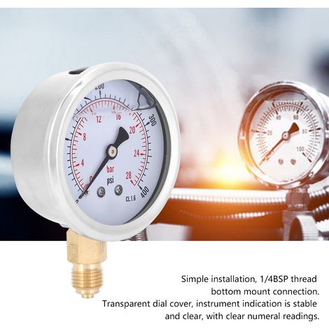Manomètre de pression d'injection d'huile radiale TS-PGG604-28bar 1/4BSP Y60 (1/5)