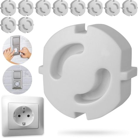 10 pièces,Cache Prise Bébé sans Adhésif, en Blanc, Sûreté Enfants, Protection des Doigts à insérer, protège Prise, Sécurité bébé Prise, Sécurité Enfant Prises