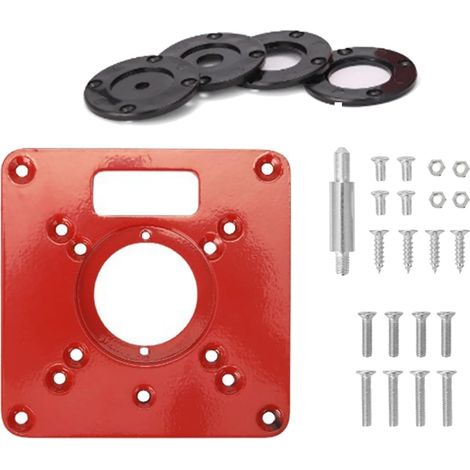 BEBUSINGOTO Table de Routeur,Table de toupie en aluminium,120 120 8mm Plaque d'insertion de table en alliage d'aluminium Outils de bois Fraisage Machine de coupe avec anneaux (1/5)