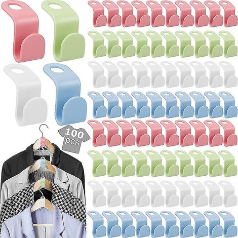 Lot de 100 crochets de connexion pour cintres, crochets de cintre en cascade, clips d'extension pour cintres en cascade (1/5)