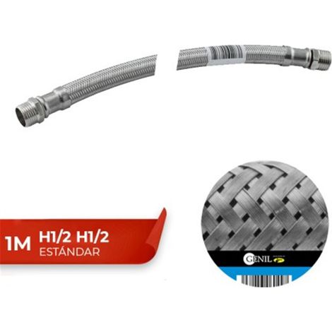 Conexión M1/2 H1/2 Acero Inoxidable 100cm Pack 10 Uds (1/2)