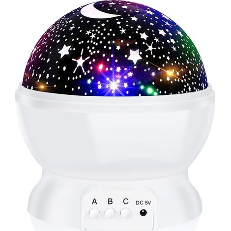 Veilleuse d'étoiles pour enfants – Projecteur de lune et d'étoiles avec rotation à 360°, 4 ampoules LED, 9 lumières changeantes de couleur, câble USB – Cadeau unique pour hommes, femmes (1/5)