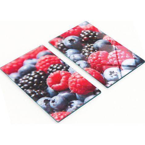 Planches décoratives multifonctions en verre pour la cuisine, motif fruits des bois, 2 x 30 x 52 cm (1/5)