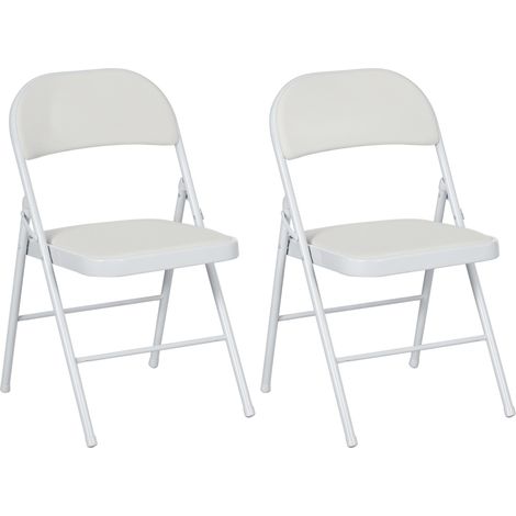 Cushioned Folding Chairs, Set of Two, 45 x 46 x 78 cm, White (1/5)
