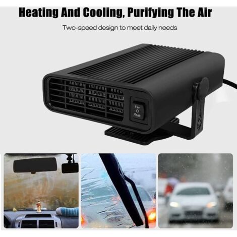 Chauffage soufflant de voiture 12 V, 150 W, chauffage de voiture mobile, allume-cigare, ventilateur de refroidissement rotatif à 360°, ventilateur de refroidissement 2 en 1,noir (1/5)