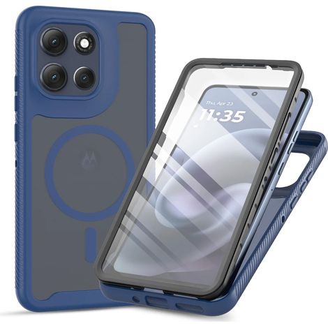 (Bleu foncé, Motorola Moto G24) Étui de téléphone 2 en 1 avec protection d'écran magnétique. (1/5)
