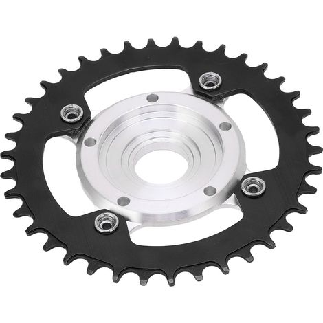 38-Zahn-Kettenblatt mit 104 mm Lochkreis und Adapter für Elektrofahrräder, Umbausatz aus Aluminiumlegierung für Tongsheng-Mittelmotor, schwarz. (1/5)