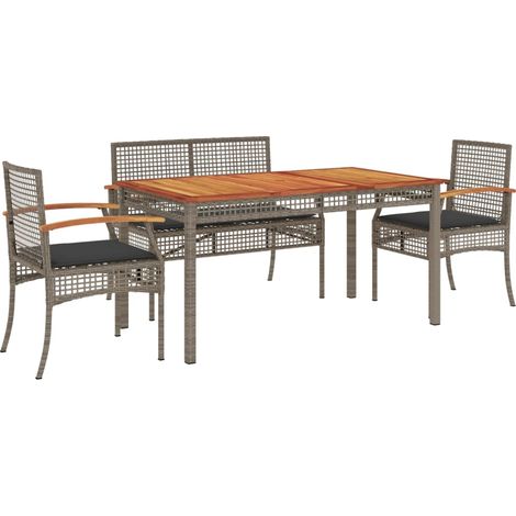 Maison Exclusive - 5-tlg. Garten-Essgruppe mit Kissen Grau Poly R