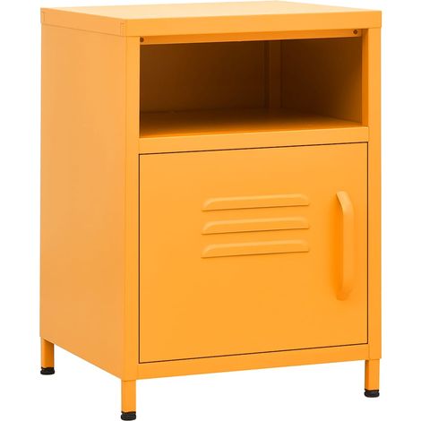 Maison Exclusive - Comodini 2 pz Giallo Senape 35x35x51 cm in Acciaio (1/5)