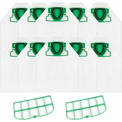 Bolsas para aspiradora - Paquete de 10 - Para aspiradoras Vorwerk VK200 - Con 2 filtros HEPA - Accesorios para bolsas de polvo (1/5)