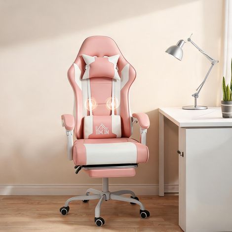 Chaise de bureau coloris rose en pVC métal 66 x 63 x 134 cm (1/5)