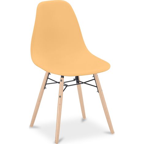 Dining Chair - Scandinavian Design - Wooden Legs - Skögur Pastel orange