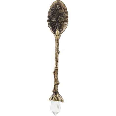 Cuillère à Dessert Vintage Motif Cristal Vert Bronze pour Café et Pâtisserie