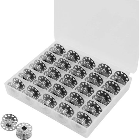 Bobines métalliques pour machines à coudre, bobines vides pour machines à coudre avec boîte de rangement, bobines de fil métalliques, 25 (1/5)
