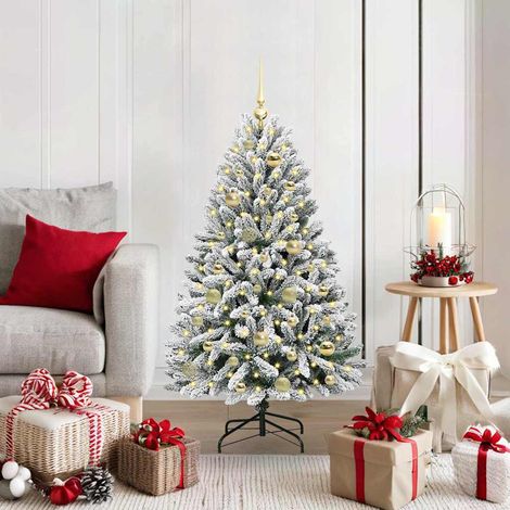 Künstlicher Weihnachtsbaum Grün und Weiß 120 cm PVC und Metall