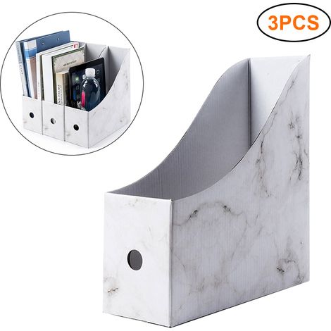 3 pièces Porte-revues en Carton Solide, Boîte de Rangement pour Magazines, Organisateur de Bureau pour Dossiers (1/5)