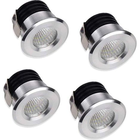 Lot de 4 mini spots LED encastrables, 3 W, blanc chaud, pour vitrine, station d'intérieur, éclairage de plaque de plâtre, avec transformateur [Classe énergétique A++] (1/5)