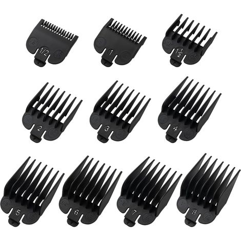 10-teiliges Set Haarschneidemaschinenkämme, Kämme in begrenzter Stückzahl, Haarschneidemaschinen-Set, Val Haarschneidemaschinen-Schutzkappe 1,5-25 mm. (1/4)