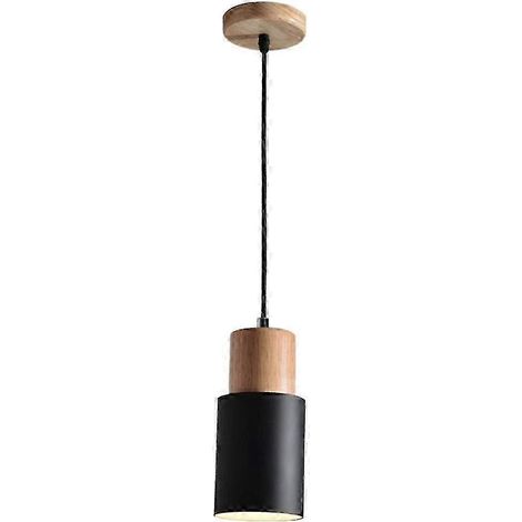 Petit lustre, abat-jour cylindrique en forme de macaron, style nordique, noir (1/4)